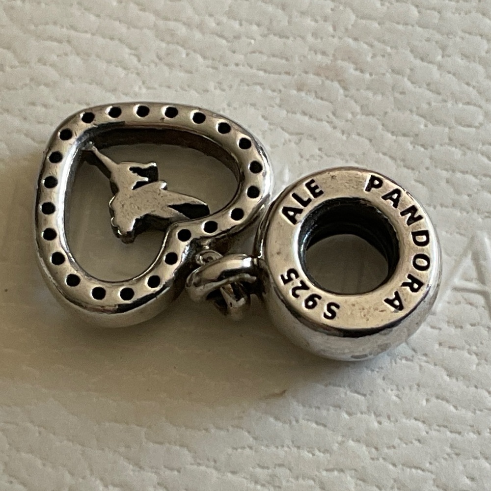 Pandora Disney Tinkerbell Heart Necklace Charm - Picture 5 of 5